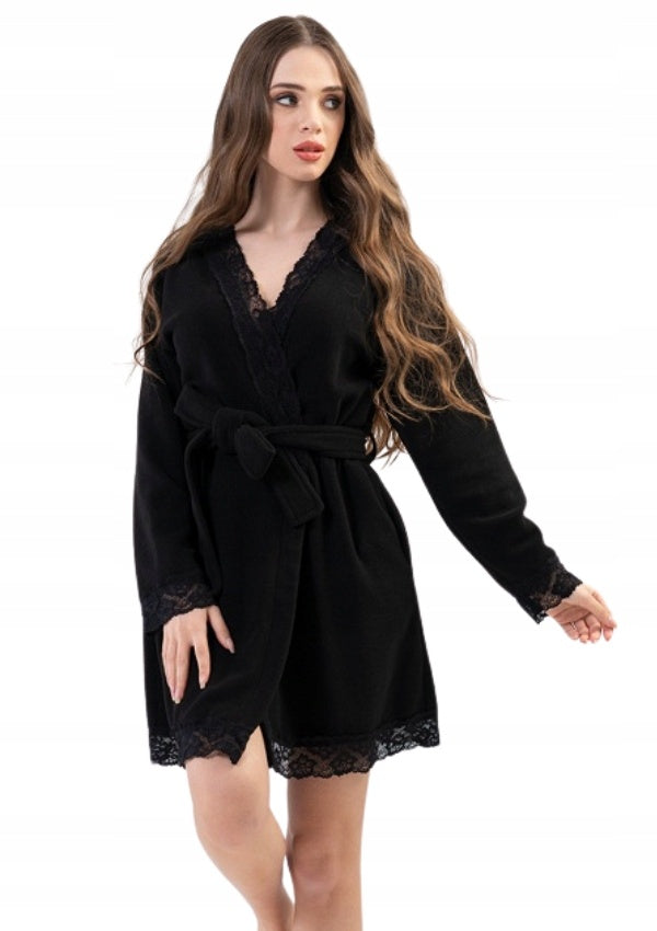 Szlafrok damski Vienetta, Black Girl, Czarny, r. S-XL