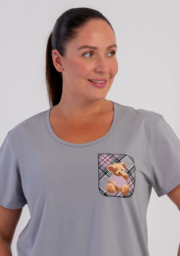 Piżama Damska Vienetta Grey Teddy, Szary, r. 1XL-4XL