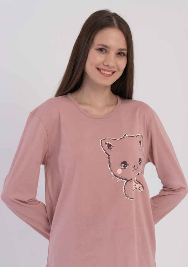 Piżama Damska Vienetta Sweet Cat, Różowy, r. S-XL