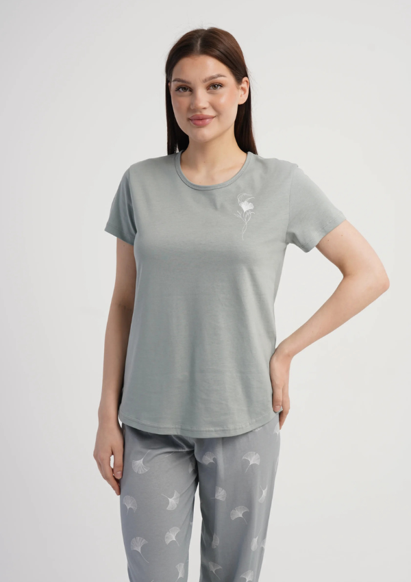Piżama Damska Vienetta Sage Blossom, Szary, r. M-XXL