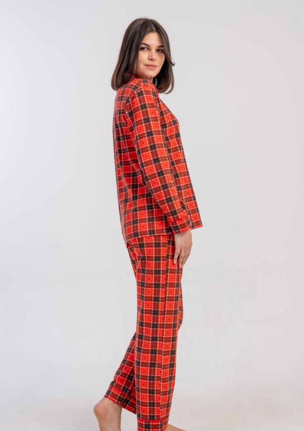 Piżama Damska Vienetta Red Check, Czerwony, r. M-XXL