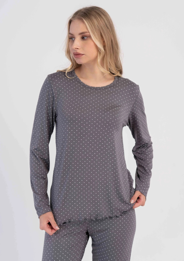 Piżama Damska Vienetta Dots Dream, Szary, r. S-XL