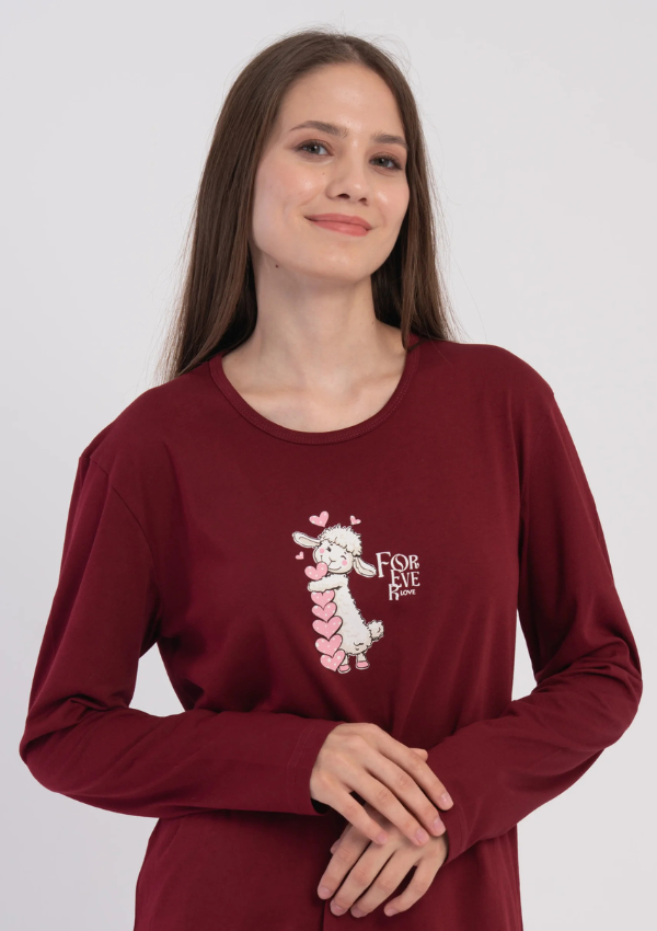 Piżama Damska Vienetta Cozy Comfort, Bordowy, r. S-XL