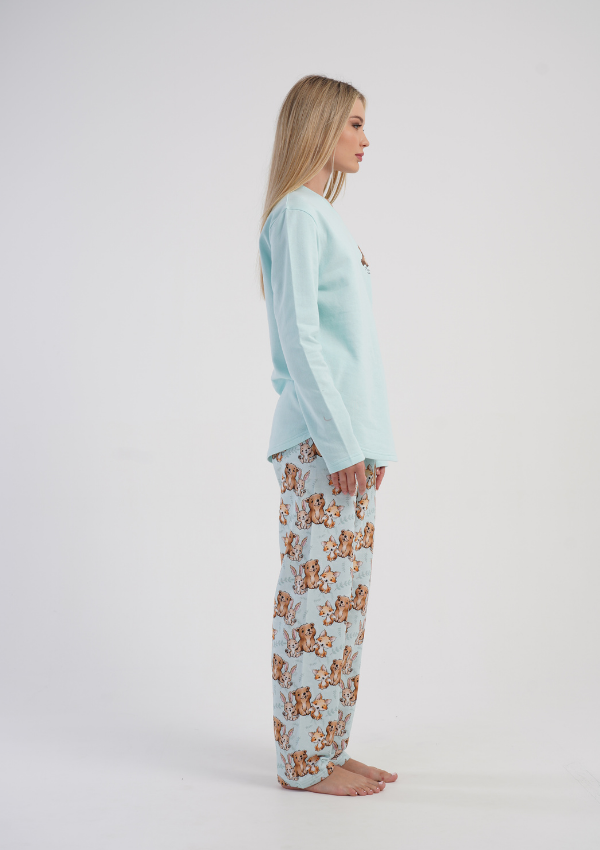 Piżama Damska Vienetta Cozy Pup, Niebieski, r. S-XL