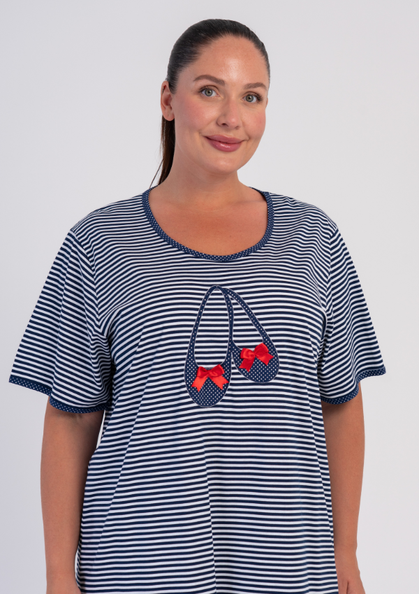 Koszula Nocna Damska Ballet Stripe, Granatowy, r. 1XL - 4XL