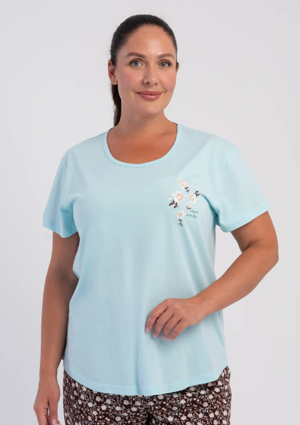 Piżama Damska Vienetta Blue Floral, Niebieski r. 1XL-4XL