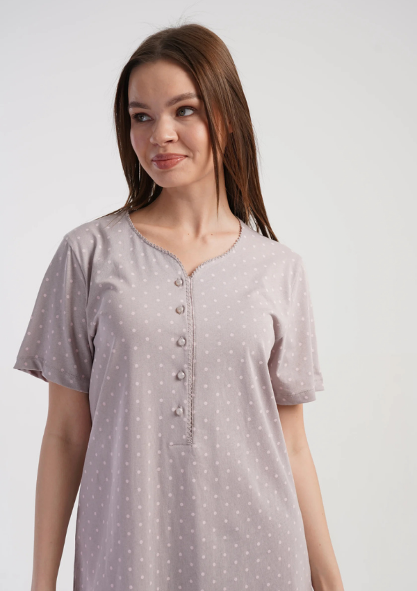 Koszula Nocna Vienetta Dot Comfort, Beżowy, r. M-XXL