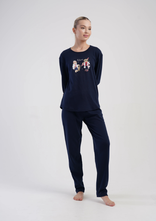 Piżama Damska Vienetta ReSleep, Granatowy, r. S-XL