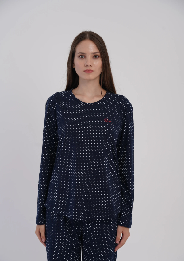 Piżama Damska Vienetta Dots Comfort, Granatowy, r. M-XXL