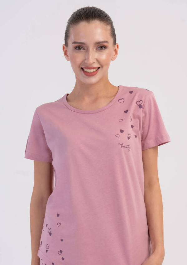 Piżama Damska Vienetta Rose Heart, Różowa, S-XL