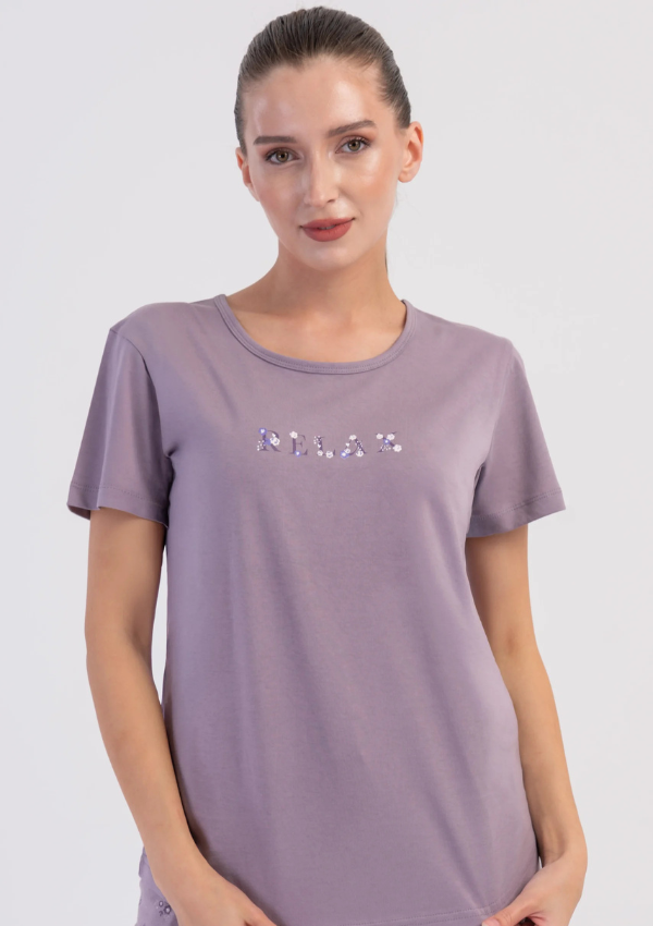 Piżama Damska Vienetta Lavender Relax, Fioletowy, r. M-XXL