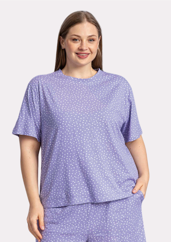 Piżama damska Lilac Dots, Fioletowy, r. 2XL - 4XL