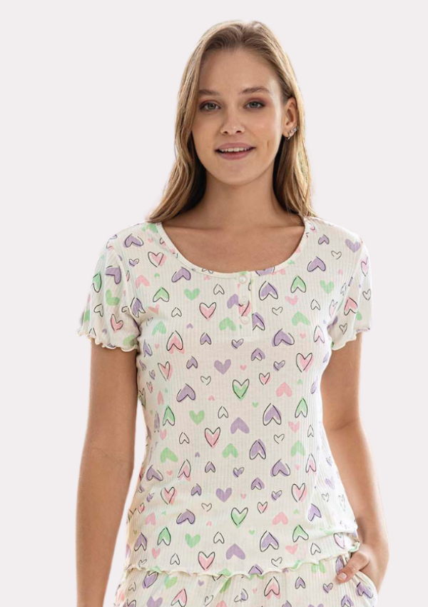 Piżama Damska Heart Breeze, Ecru, r. M-XXL