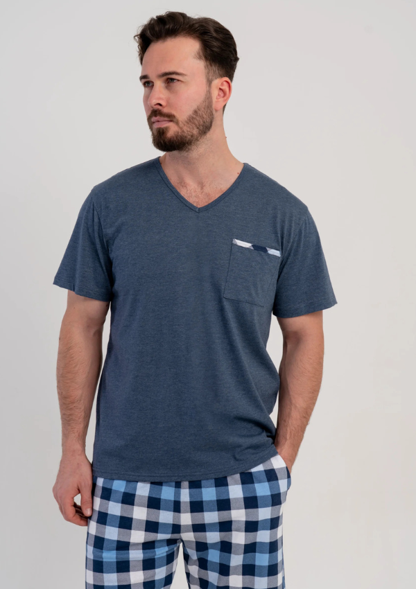 Piżama Męska Vienetta Blue Comfort, Szary, r. 1XL-4XL