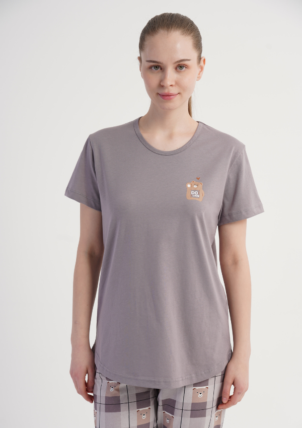 Piżama Damska Vienetta Bear Cozy, Szary, r. S-XL