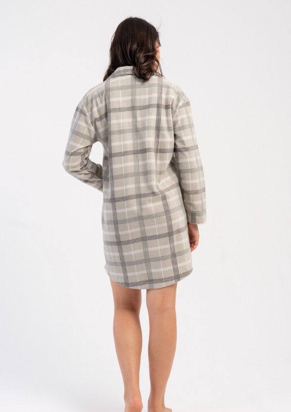 Koszula Nocna Damska Vienetta Warm Check, Beżowy, r. M - XXL