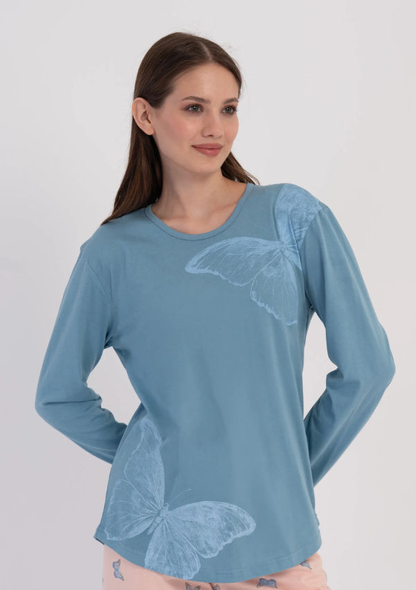 Piżama Damska Vienetta Gentle Butterfly, Niebieski, r. M-XXL