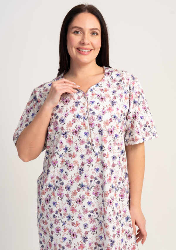 Koszula Nocna Damska Vienetta Floral White, Biały, r. 1XL - 4XL