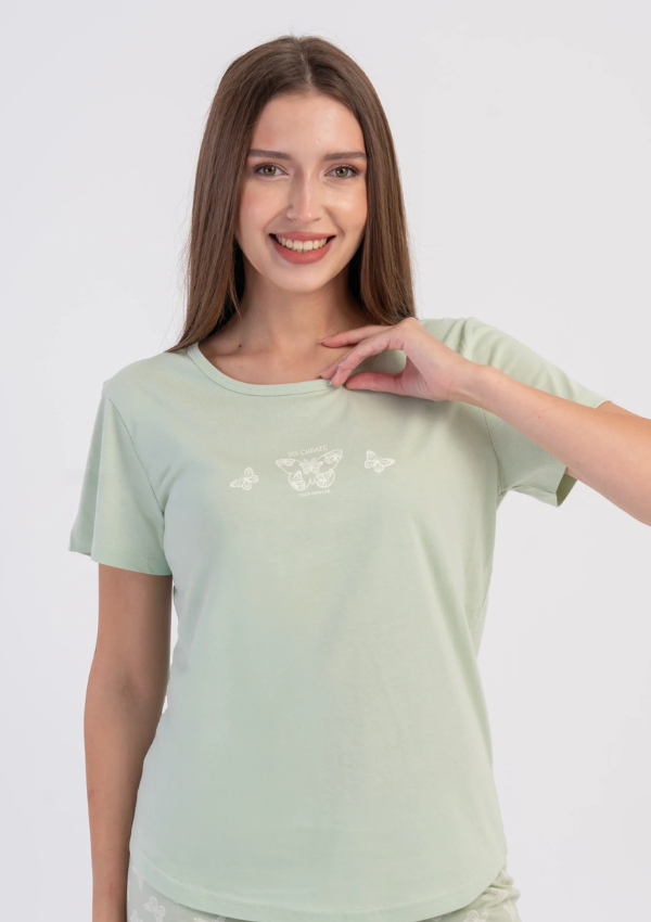 Piżama Damska Vienetta Butterfly Breeze, Zielony, r. M-XXL