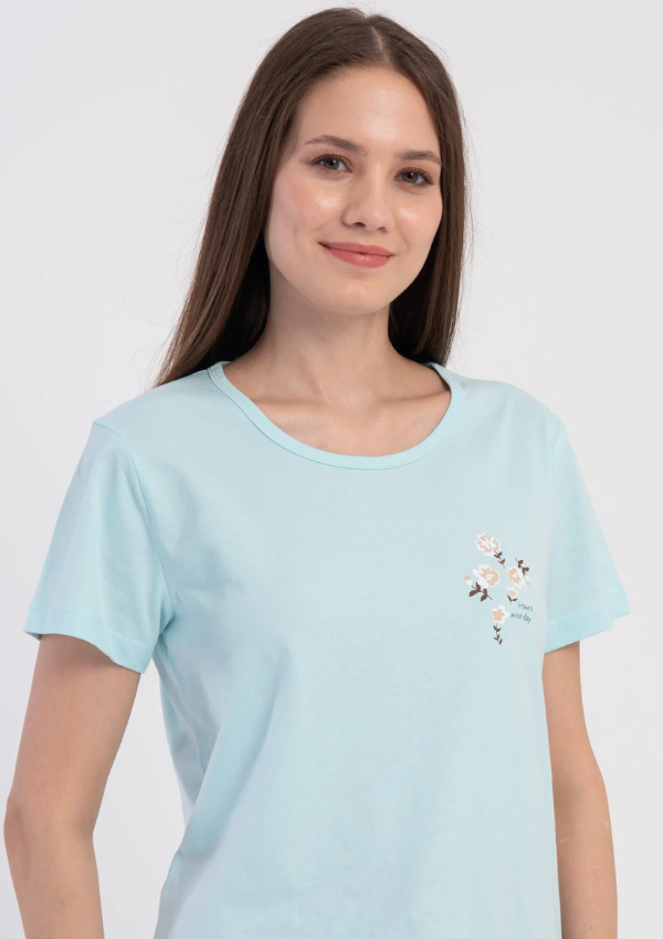 Piżama Damska Vienetta Blue Floral, Niebieski, r. M-XXL