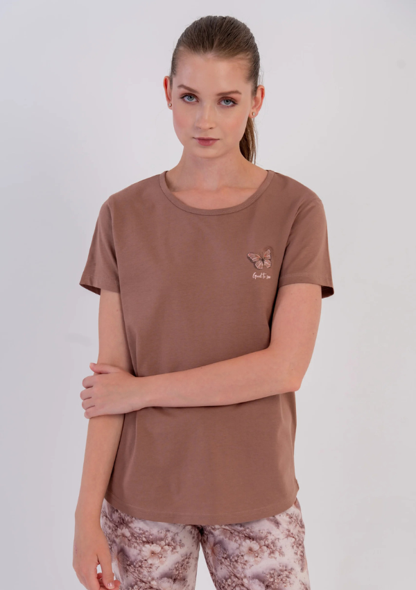 Piżama Damska Vienetta Cocoa Butterfly, Brązowy, r. M-XXL