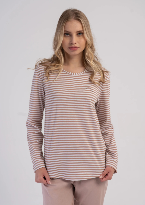 Piżama Damska Soft Stripes, Beżowy, r. M-XXL