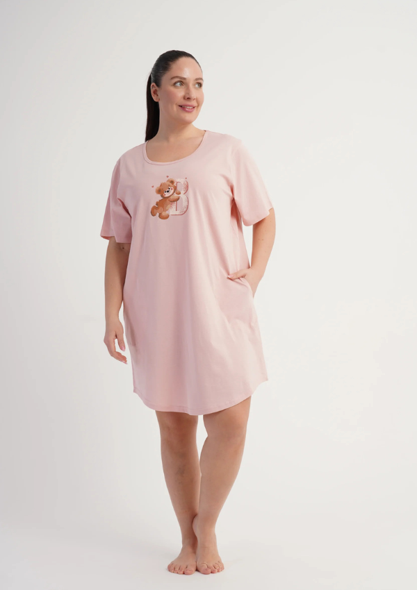 Koszula Nocna Damska Vienetta Pink Teddy, Różowy, r. 1XL - 4XL
