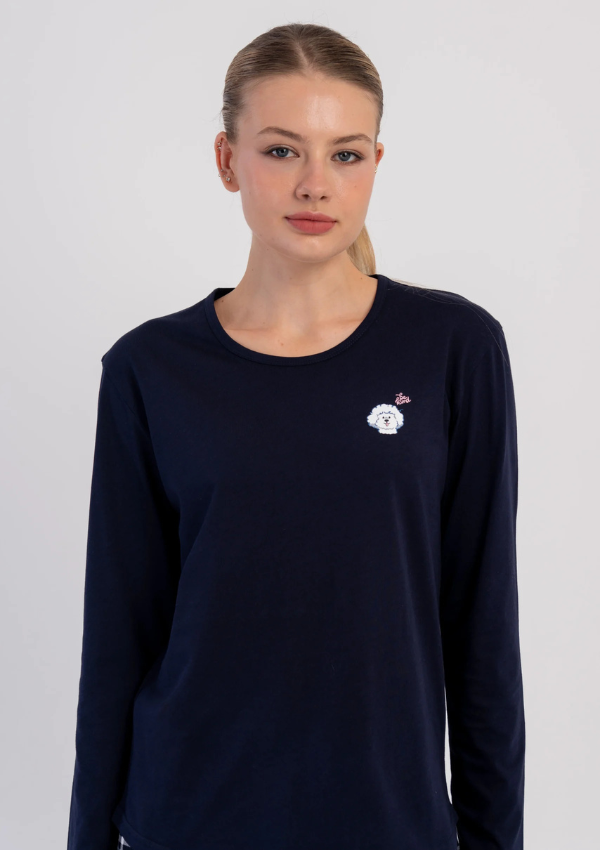 Piżama Damska Vienetta, Midnight Ivory, Granatowy, r. S-XL