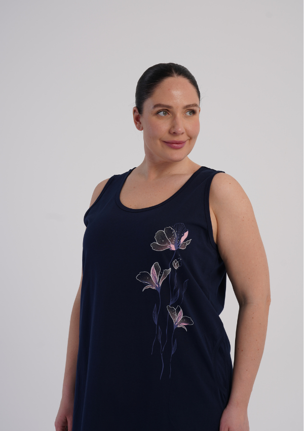 Koszula Nocna Damska Navy Bloom, Granatowy, r. 1XL - 4XL