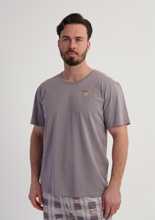 Piżama Męska Vienetta Bear Lounge, Szary, r. M-XL