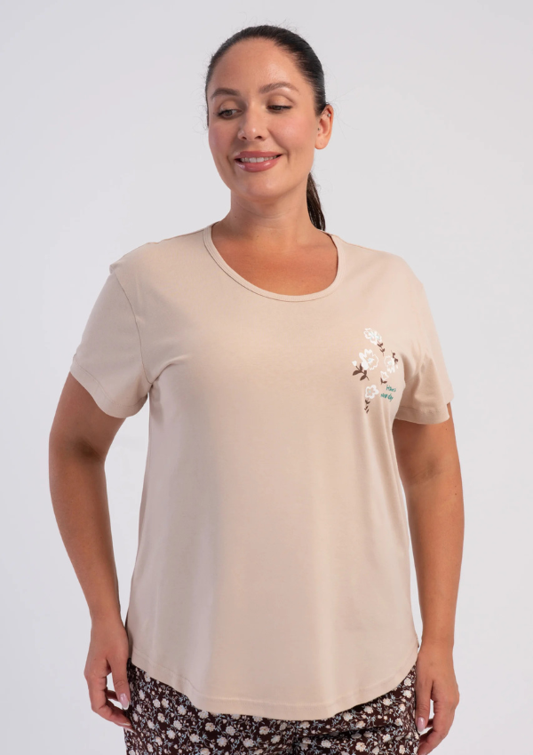 Piżama Damska Vienetta Beige Floral, Beżowy r. 1XL-4XL