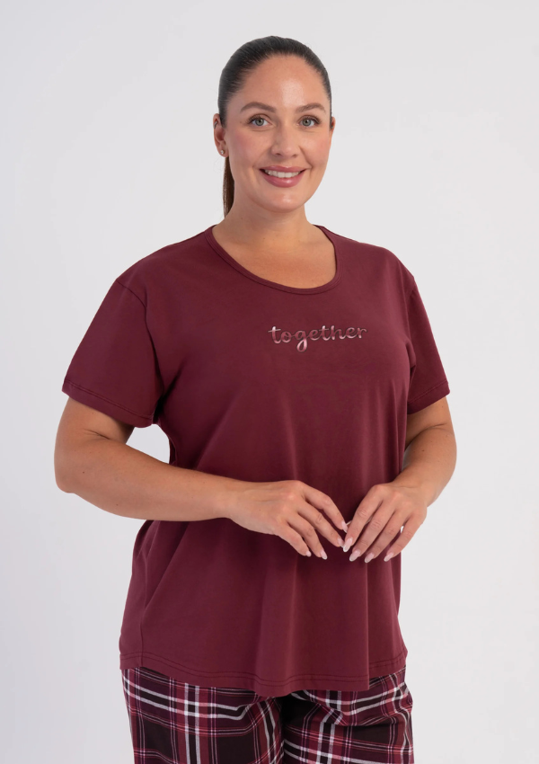 Piżama Damska Vienetta Together, Bordowy, r. 1XL-4XL