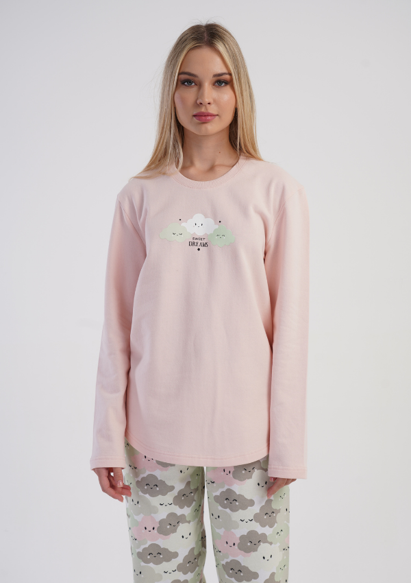 Piżama Damska Vienetta Pink Clouds, Różowy, r. S-XL
