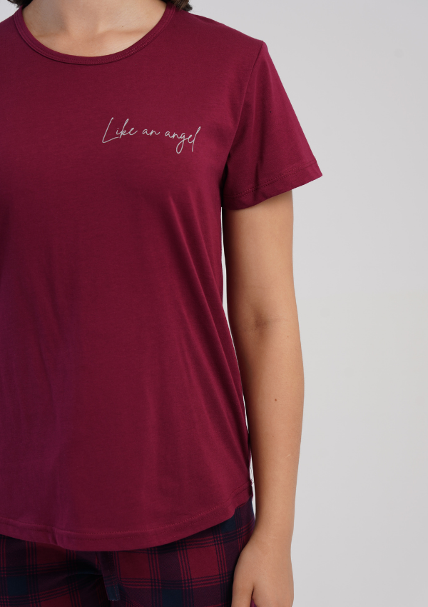 Piżama Damska Vienetta Red Check, Bordowy, r. 1XL-4XL