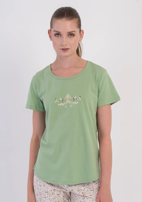 Piżama Damska Vienetta Meadow Bloom, Zielony, r. M-XXL