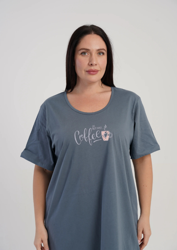 Koszula Nocna Damska Vienetta Gray Coffee, Szary, r. 1XL - 4XL