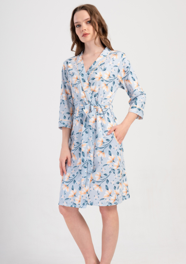 Szlafrok damski Blue Blossom Robe, Niebieski, r. M-XXL
