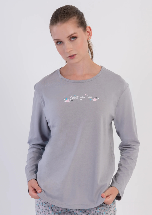 Piżama Damska Vienetta, Silver Pattern, Szary r. S-XL