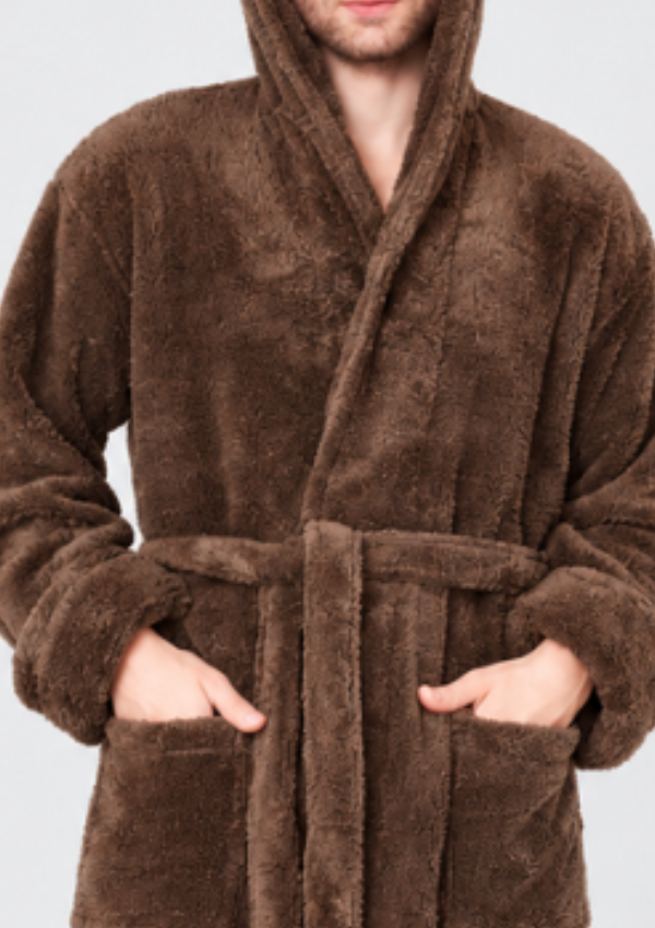 Szlafrok męski Brown Hooded, Brązowy, r. XL-XXXL