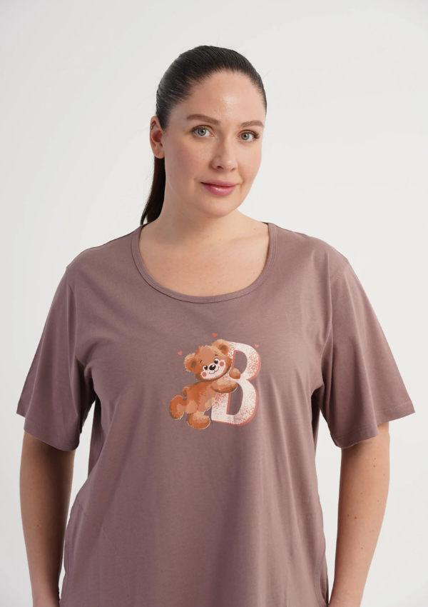 Koszula Nocna Damska Vienetta Brown Teddy, Brązowy, r. 1XL - 4XL