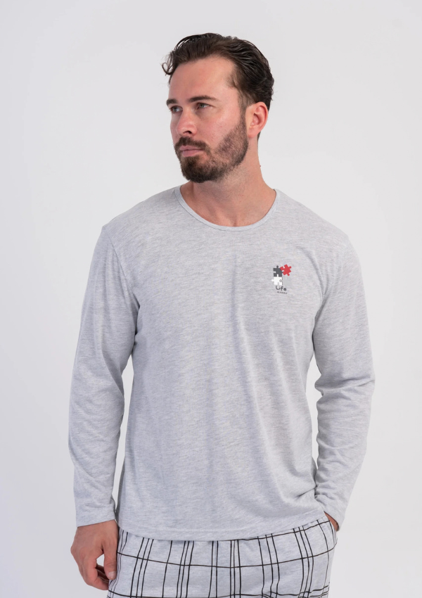 Piżama Męska Vienetta Black Grey, Szary, r. M-XXL