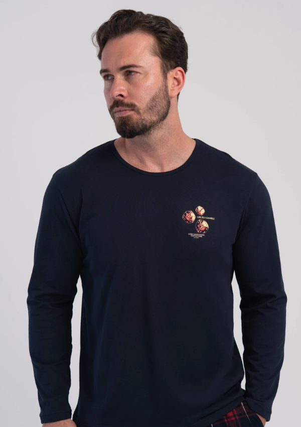 Piżama Męska Vienetta Navy Heritage, Granatowy, r. M-XXL
