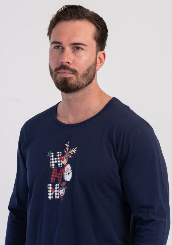 Piżama Męska Vienetta Navy Winter, Granatowy, r. M-XXL