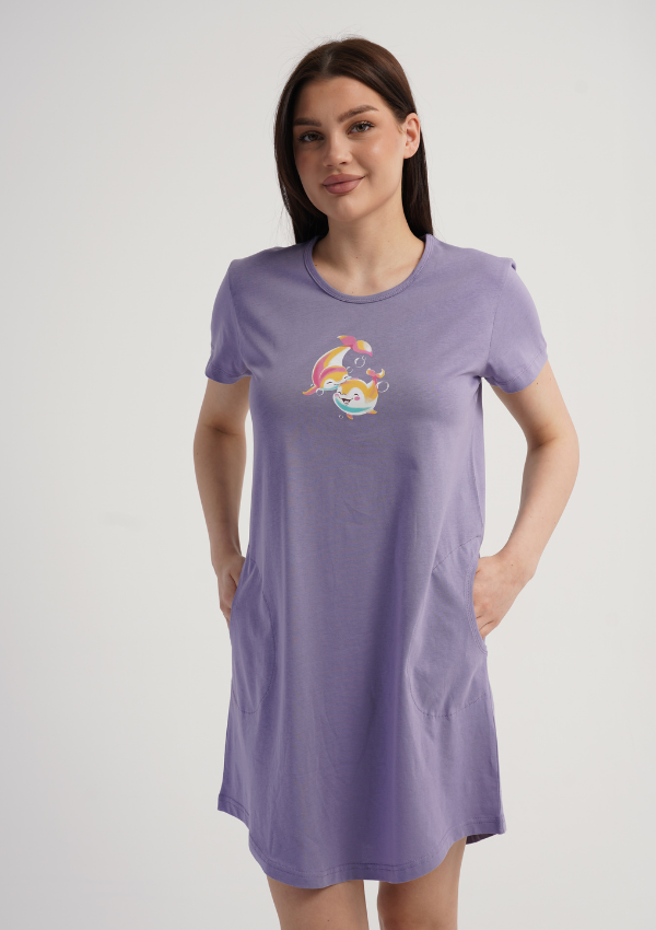 Koszula Nocna Vienetta Lavender Dream, Lawendowy, r. M-XXL