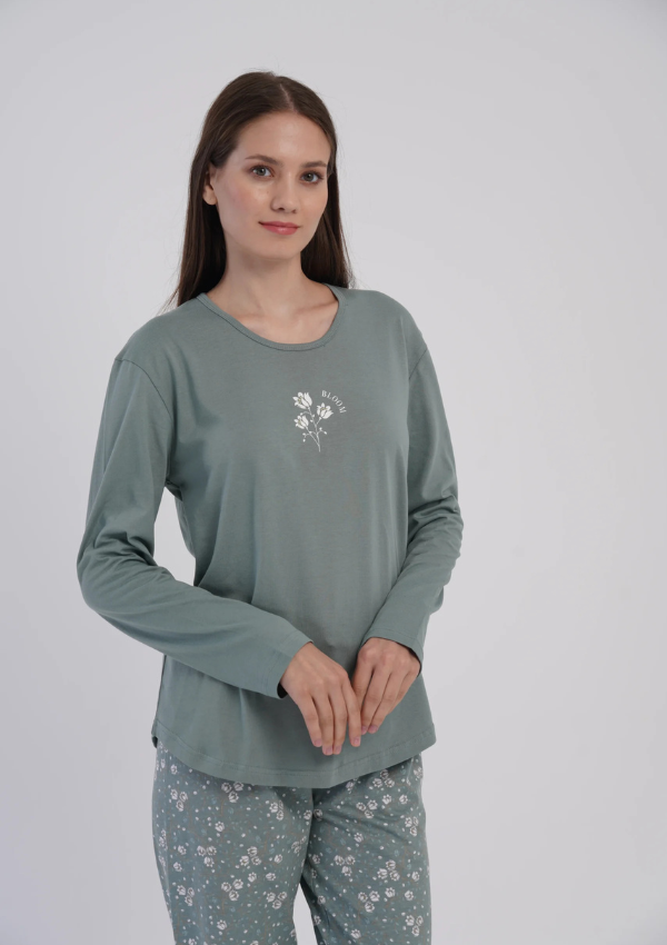 Piżama Damska Vienetta Green Meadow, Zielony, r. M-XXL
