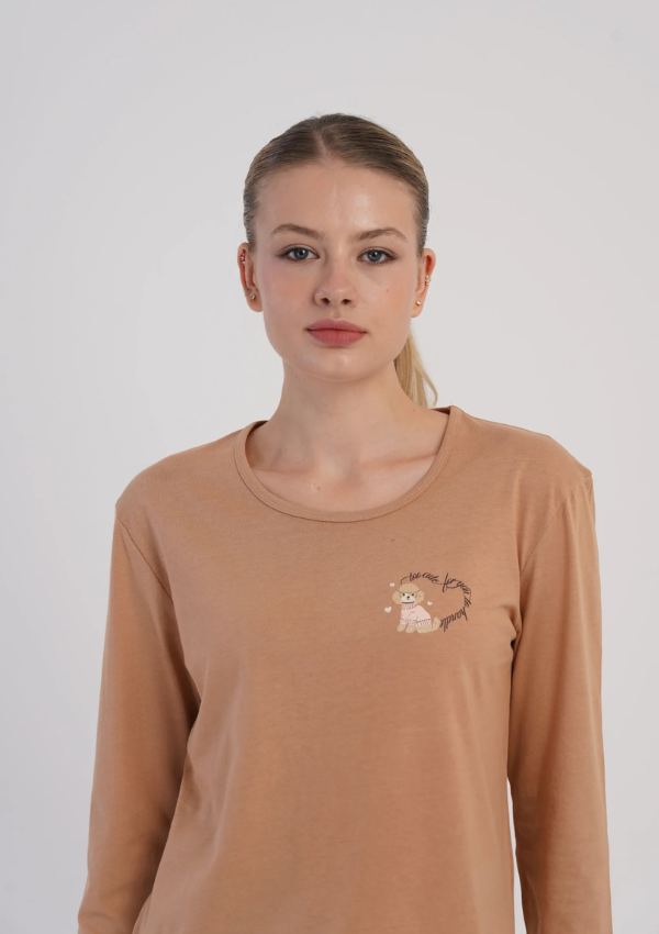Piżama Damska Vienetta, Teddy Cozy, Beżowy, r. S-XL
