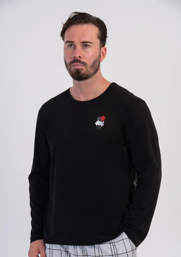 Piżama Męska Vienetta Black Grey, Czarny, r. M-XXL