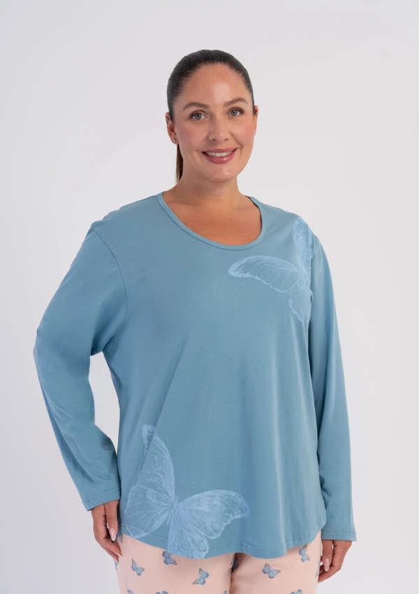 Piżama Damska Vienetta Butterfly Plus, Niebieski, r. 1XL-4XL