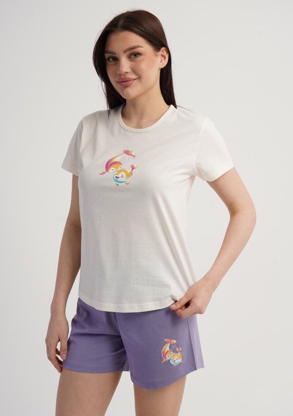 Piżama Damska Vienetta Unicorn Dream, Ecru, S -XL