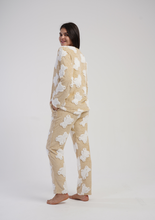 Piżama Damska Softowa Vienetta Sweet Bears, Beżowy, r. S-XL